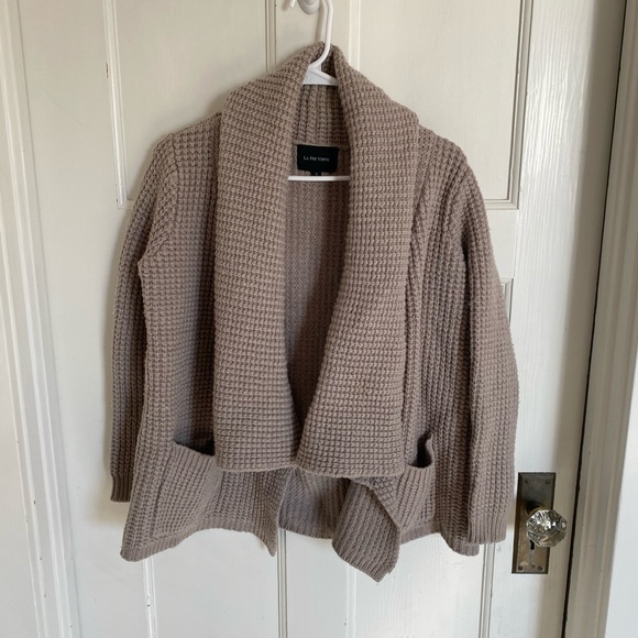 Anthropologie Sweaters - Anthropologie Le Fee gray taupe open cardigan size small.